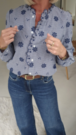 INTE romantic blouse vichy navy