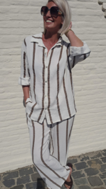 JANE striped tetra shirt taupe