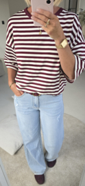 AYLIN oversized striped T-shirt burgundy
