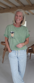 I LOVE COFFEE cotton T-shirt washed green