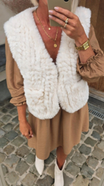 MISHA sleeveless faux fur jacket off-white