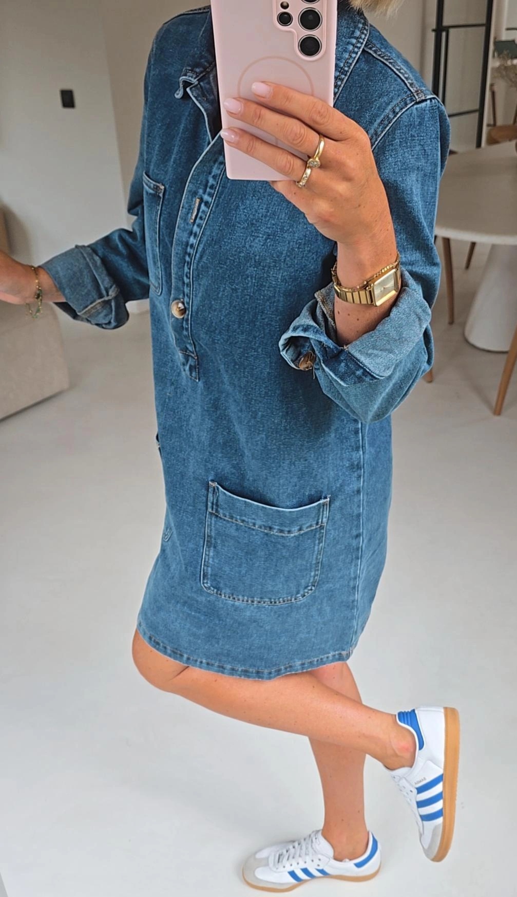 THE PERFECT jeans dress washed blue