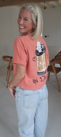 I LOVE COFFEE cotton T-shirt washed peach