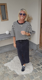 AYLIN oversized striped T-shirt black