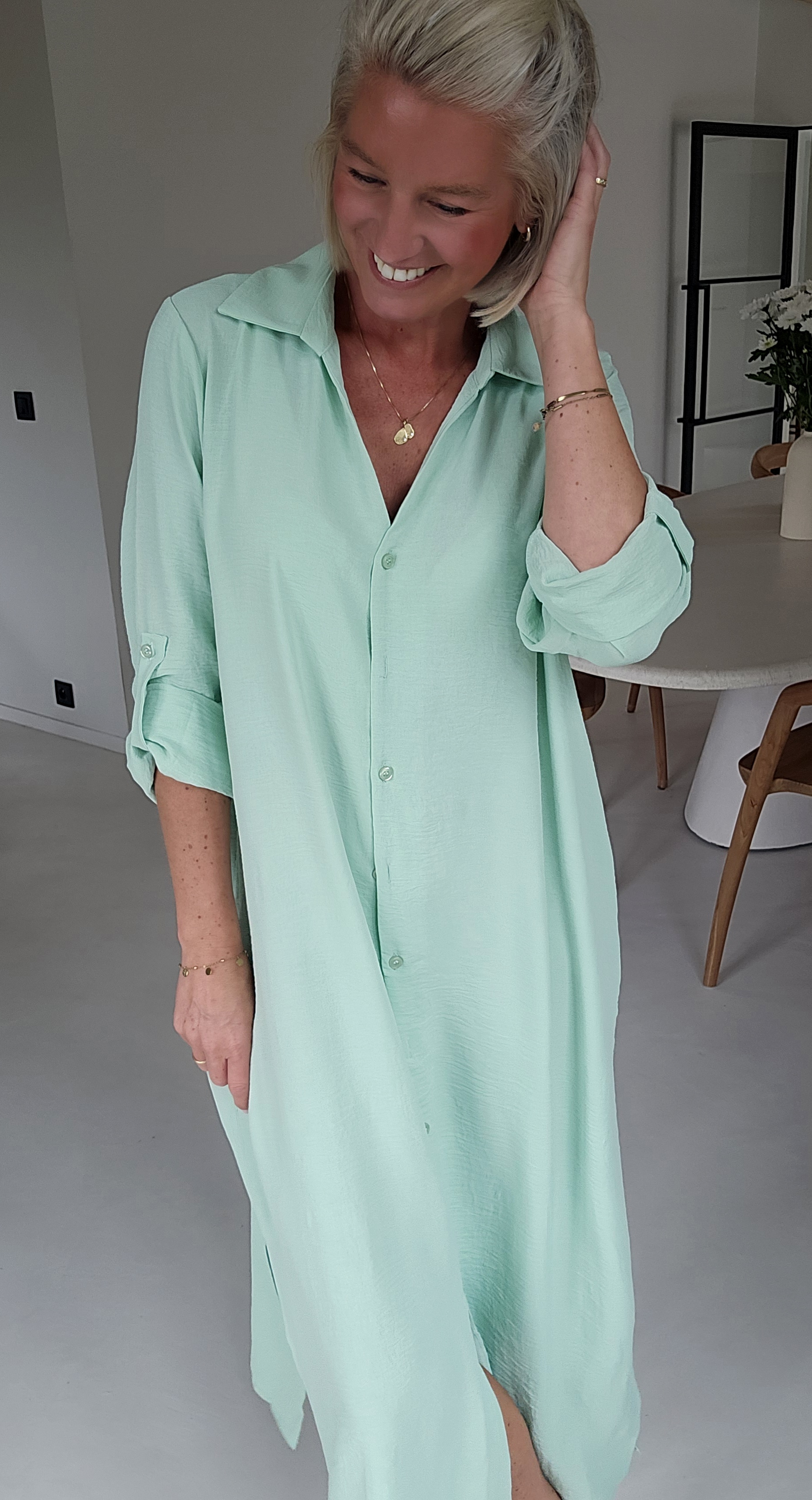 RHEA maxi shirt dress mint