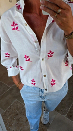 LEAVES cotton shirt aubergine