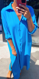 RHEA maxi shirt dress ocean blue