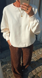 RINA soft velvet wide leg jogger pants choco