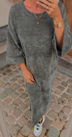MANDU soft velvet maxi dress khaki