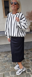 LUCIA striped cotton sweatshirt white black