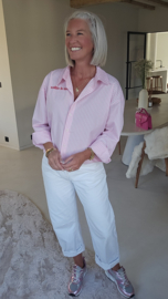 OUT OF THE OFFICE striped shirt pink