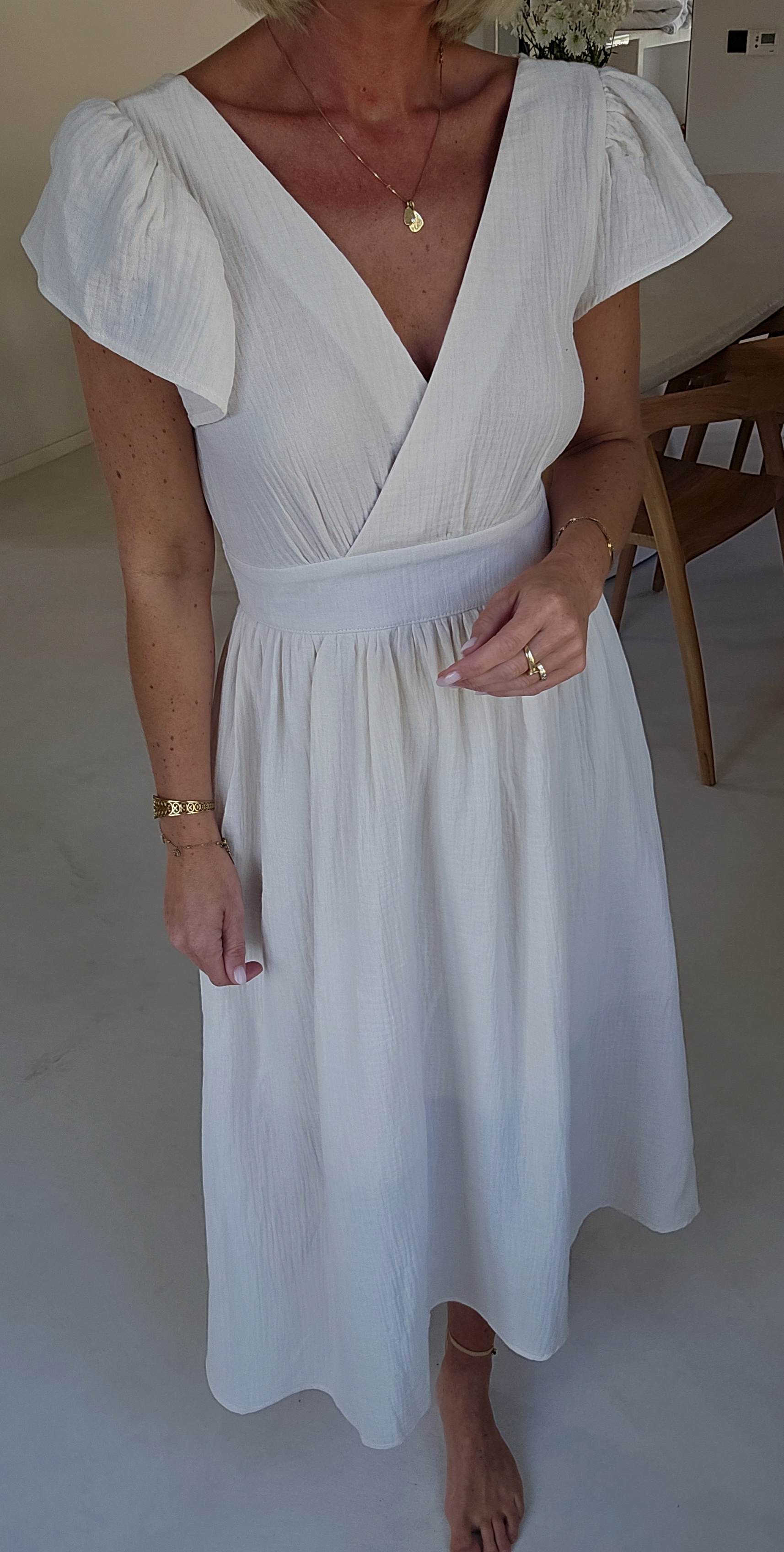 SAMANTE maxi tetra dress ecru
