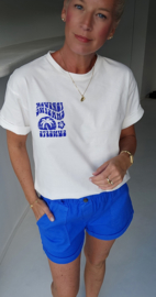 BEVIN cotton paperbag short kobalt blue