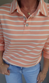 SONIE polo striped sweatshirt peach