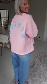 DOGMOM fleece sweatshirt pink blue