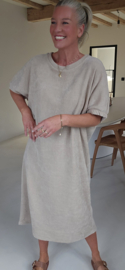 MANDIE soft velvet maxi dress beige