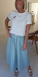 SUZINNE striped maxi cotton skirt green