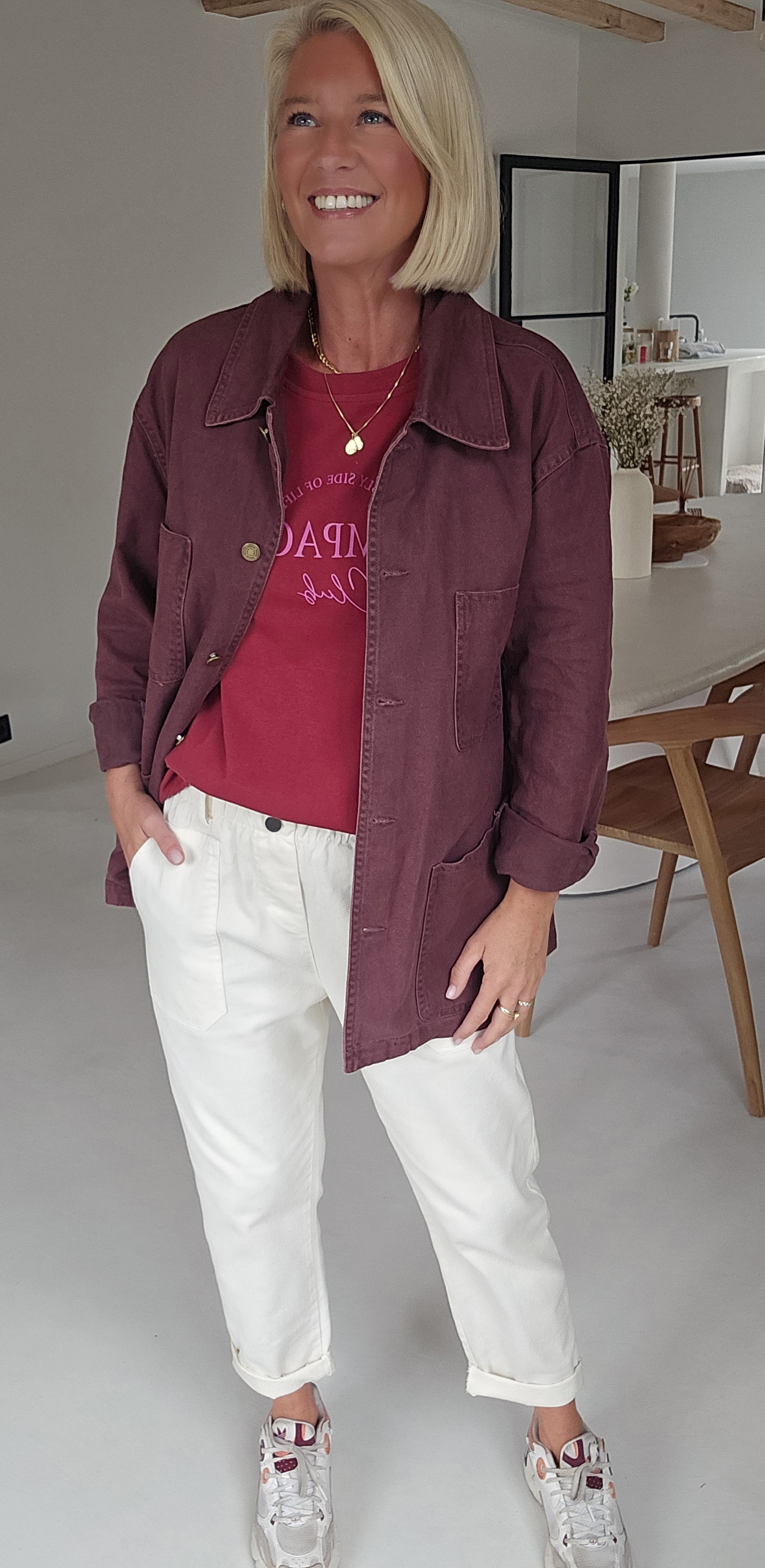 FELINE oversized cotton jacket burgundy
