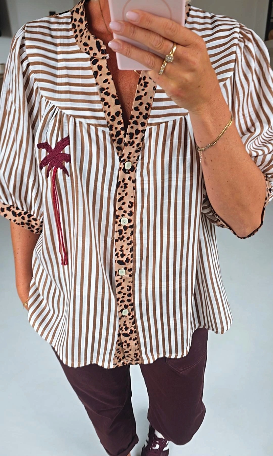 PALMTREE cotton blouse camel