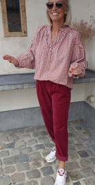 CARIE checkered blouse burgundy