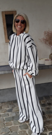 LUCIA striped cotton jogger pants white black