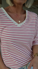 SOPHIA striped v-neck longsleeve fuschia