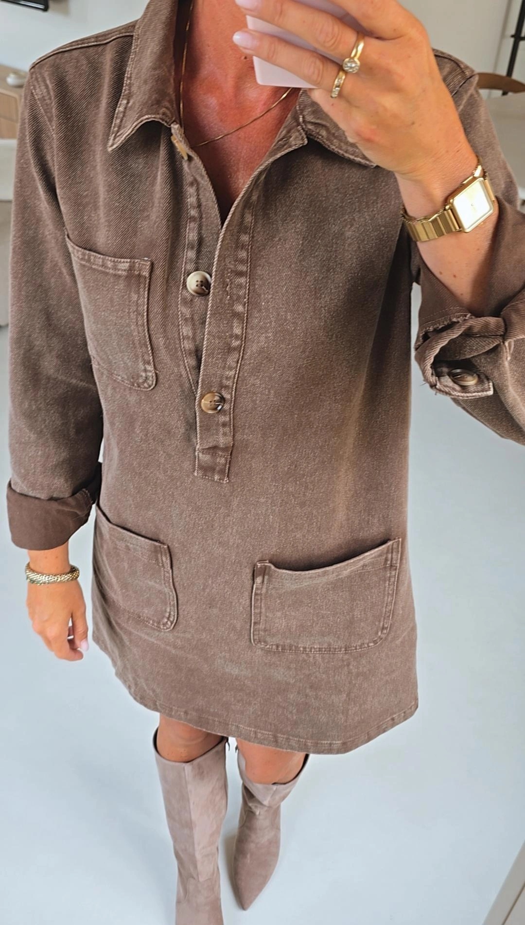 THE PERFECT jeans dress washed chocolat