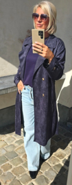 FALL VIBES suede trench coat navy