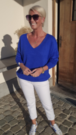 SOLEA soft v-neck knit capri blue