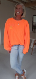 HAPPY LIFE sweatshirt neon orange (with key ring)