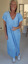 DIDI maxi terry T-shirt dress pastel blue v-neck