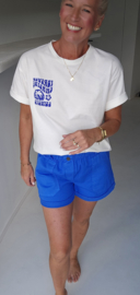 BEVIN cotton paperbag short kobalt blue
