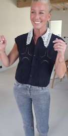 JULIA cotton broderie shirt black