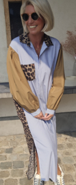 NINI oversized cotton maxi striped shirt dress blue