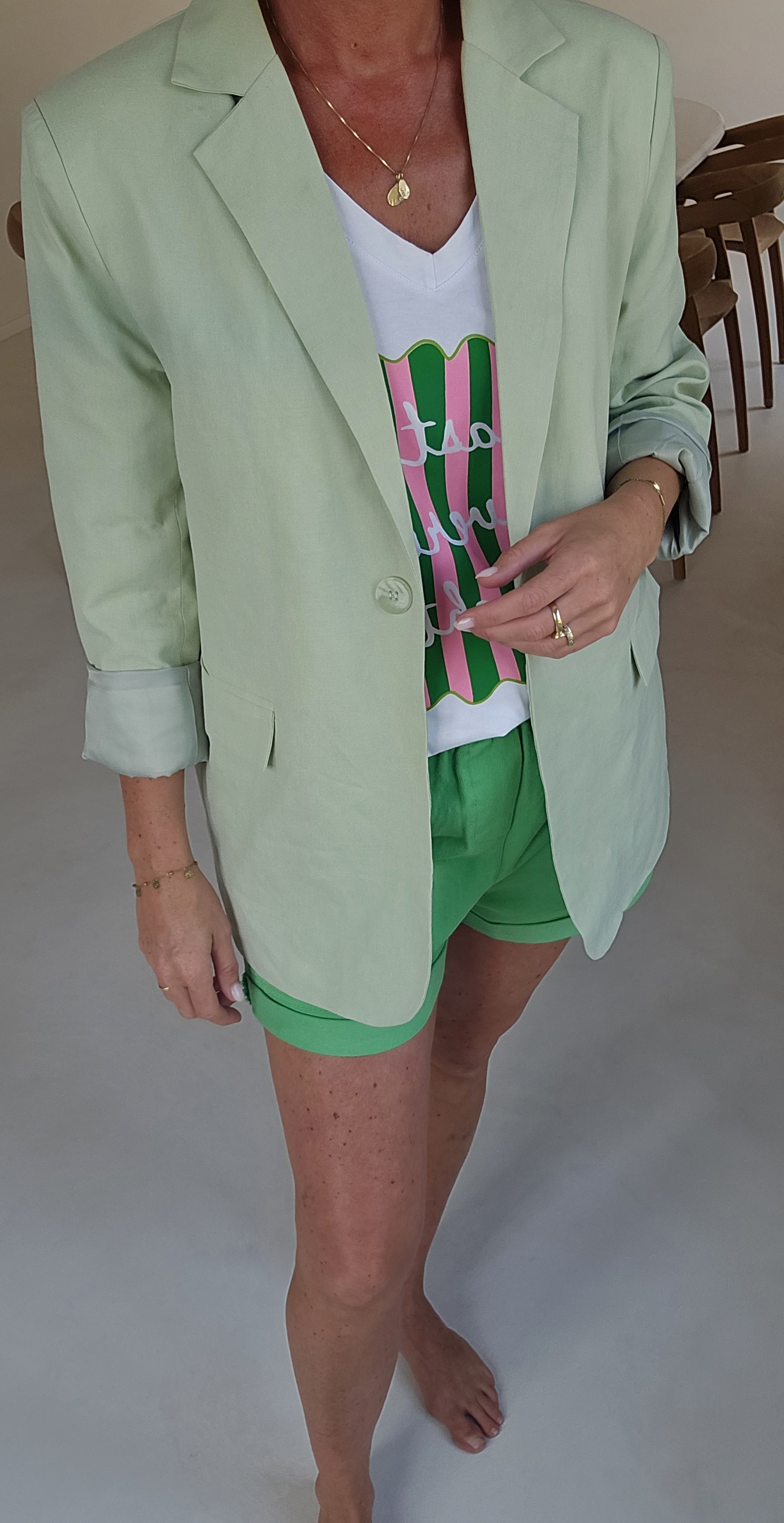 MILA linen cotton blazer soft mint