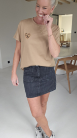 HEART leo T-shirt beige