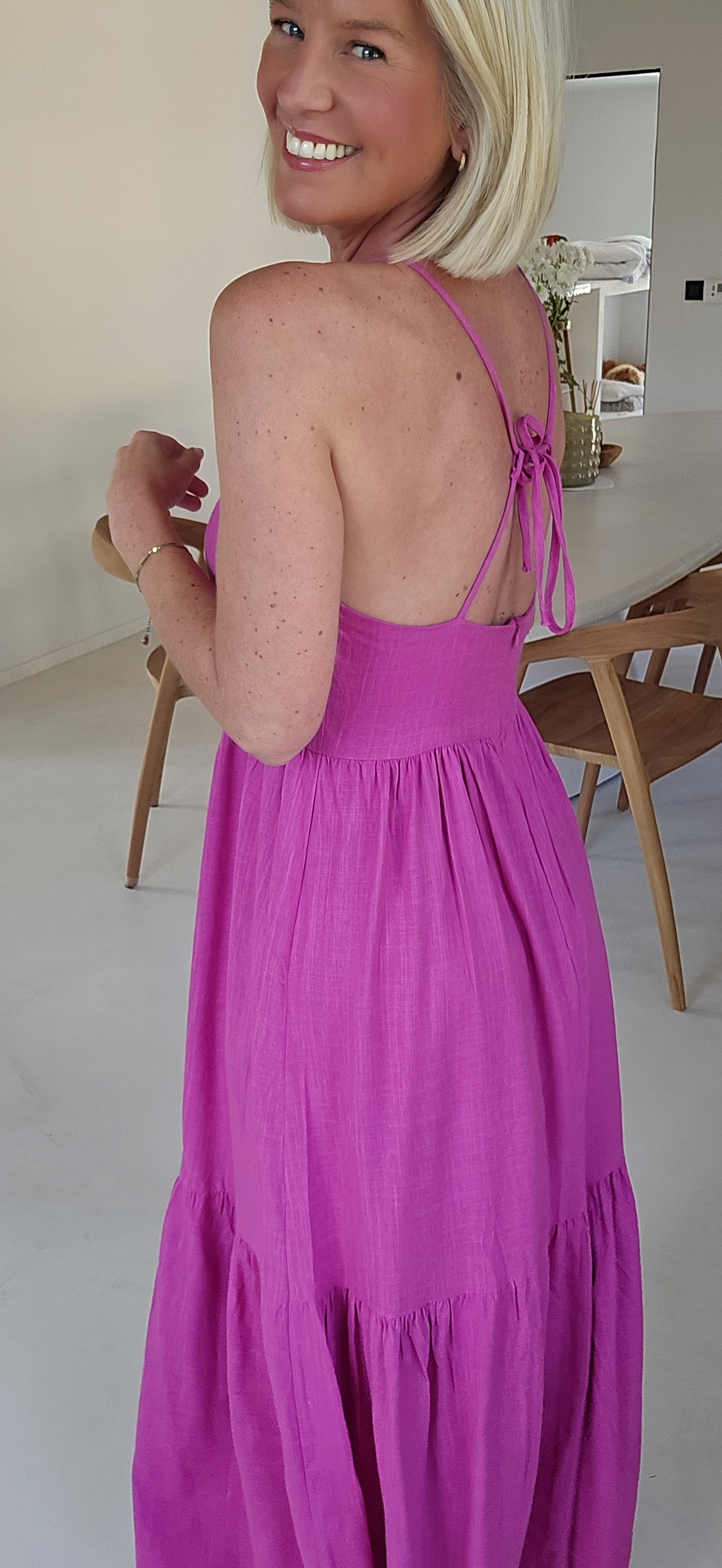 LYDIE maxi linen viscose dress aubergine