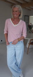 SOPHIA striped v-neck longsleeve fuschia