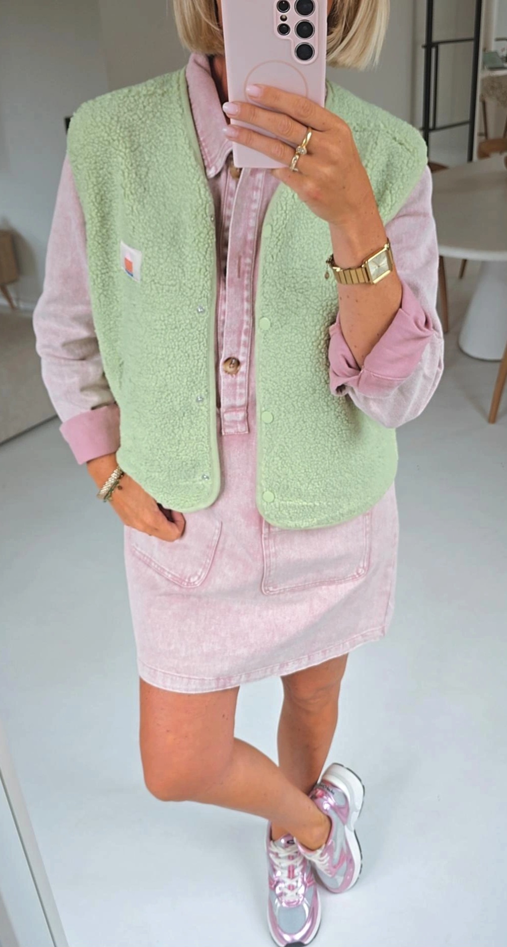SIL sleeveless teddy jacket lime