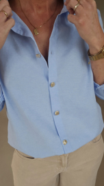ALIA cotton shirt blue golden buttons