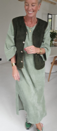 MANDU soft velvet maxi dress olive