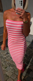 ALLY maxi striped halter dress pink
