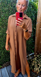 RHEA maxi shirt dress darker camel