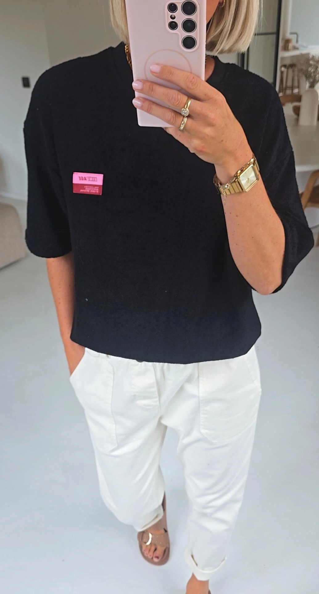 VINTAGE short-sleeved terry sweatshirt black