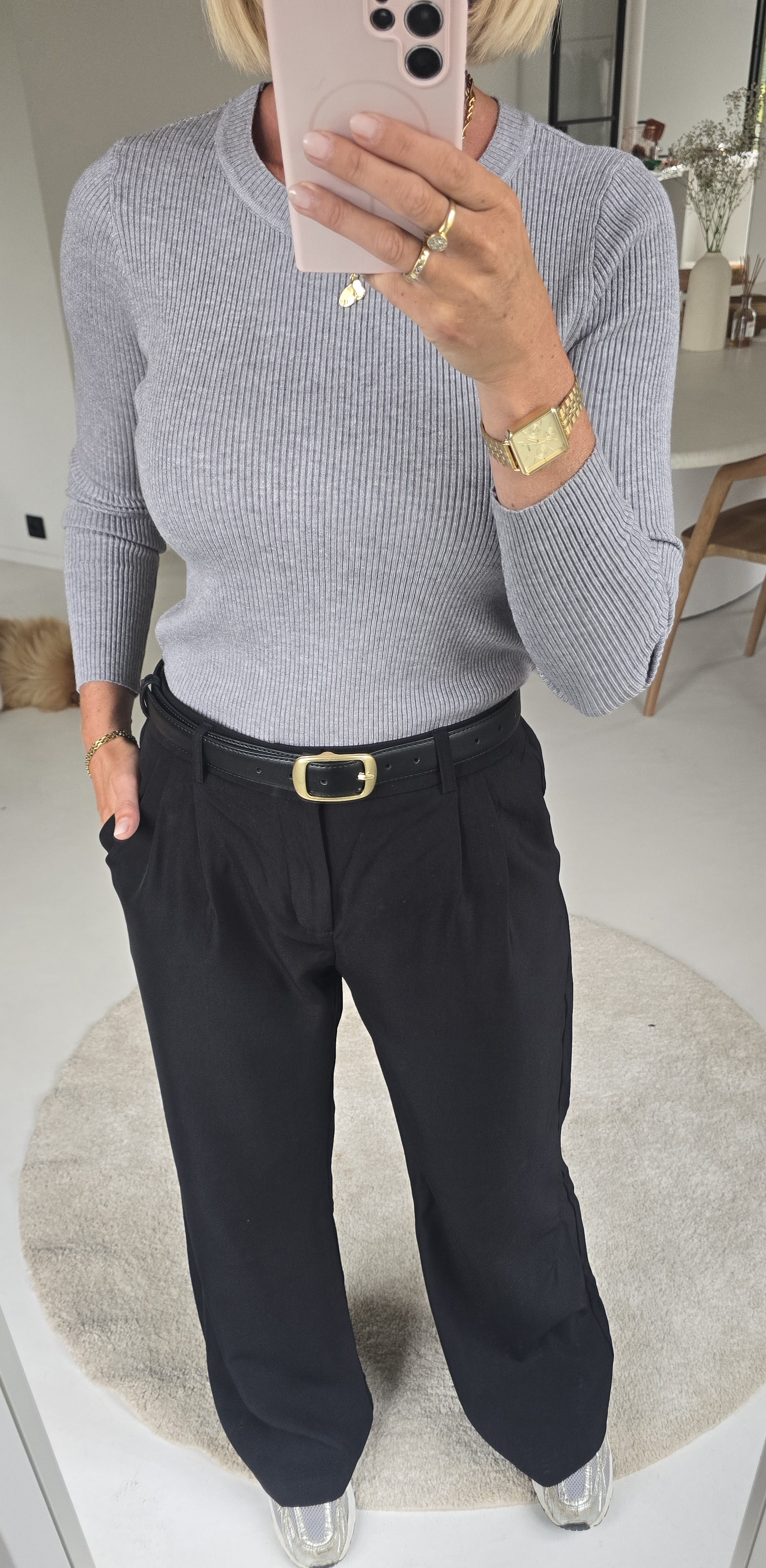 AGATA loose wide leg pants black