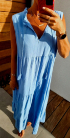 ZURI maxi linen dress blue