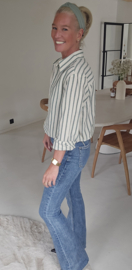 AMBER striped shirt bottle green