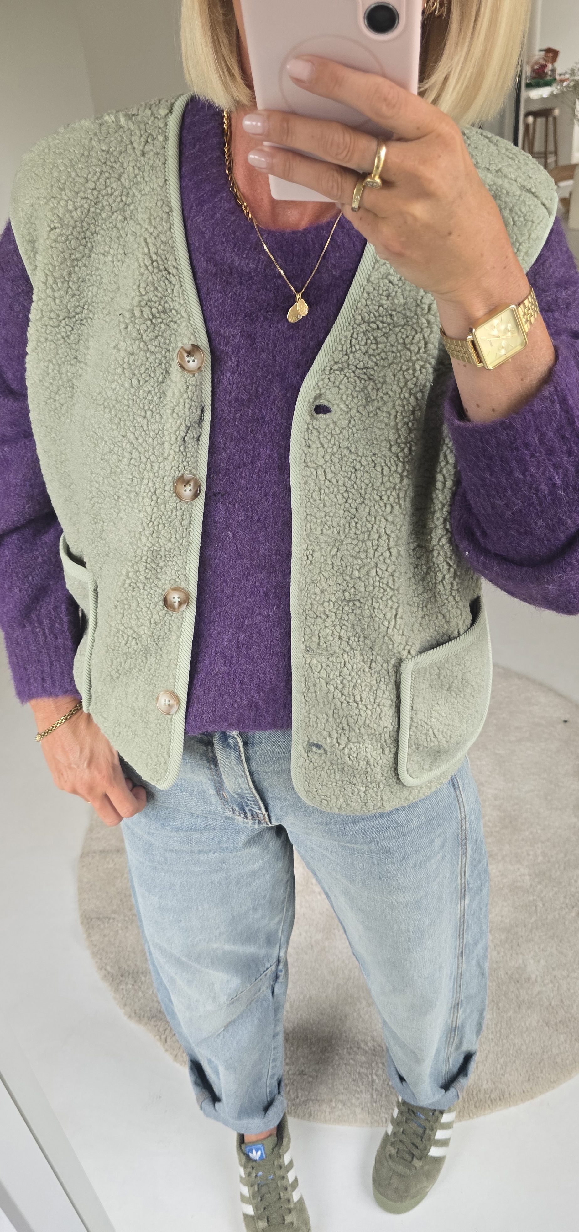 MELIA sleeveless teddy jacket khaki