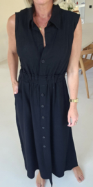 KIRA viscose linen maxi dress black