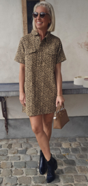 LEO shorter jeans dress camel